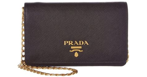 prada leather luxe saffiano leather chain wallet resale|authentic Prada saffiano leather wallet.